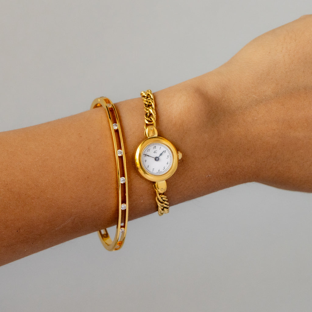 Vintage 4C Cuban Link Gold Watch