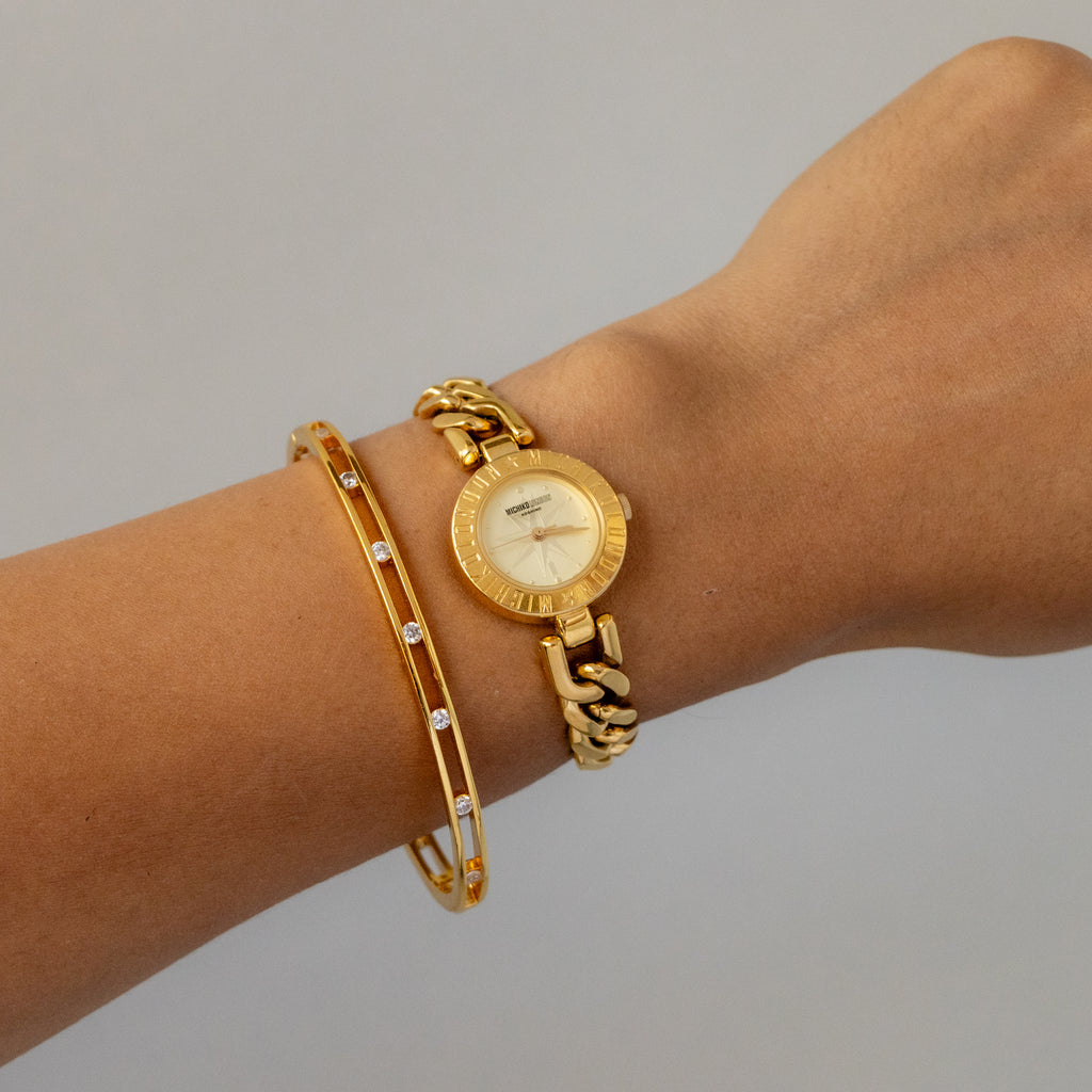 Vintage Michiko London Chainlink Gold Watch