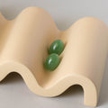 Natural Oval Jade Studs in Silver