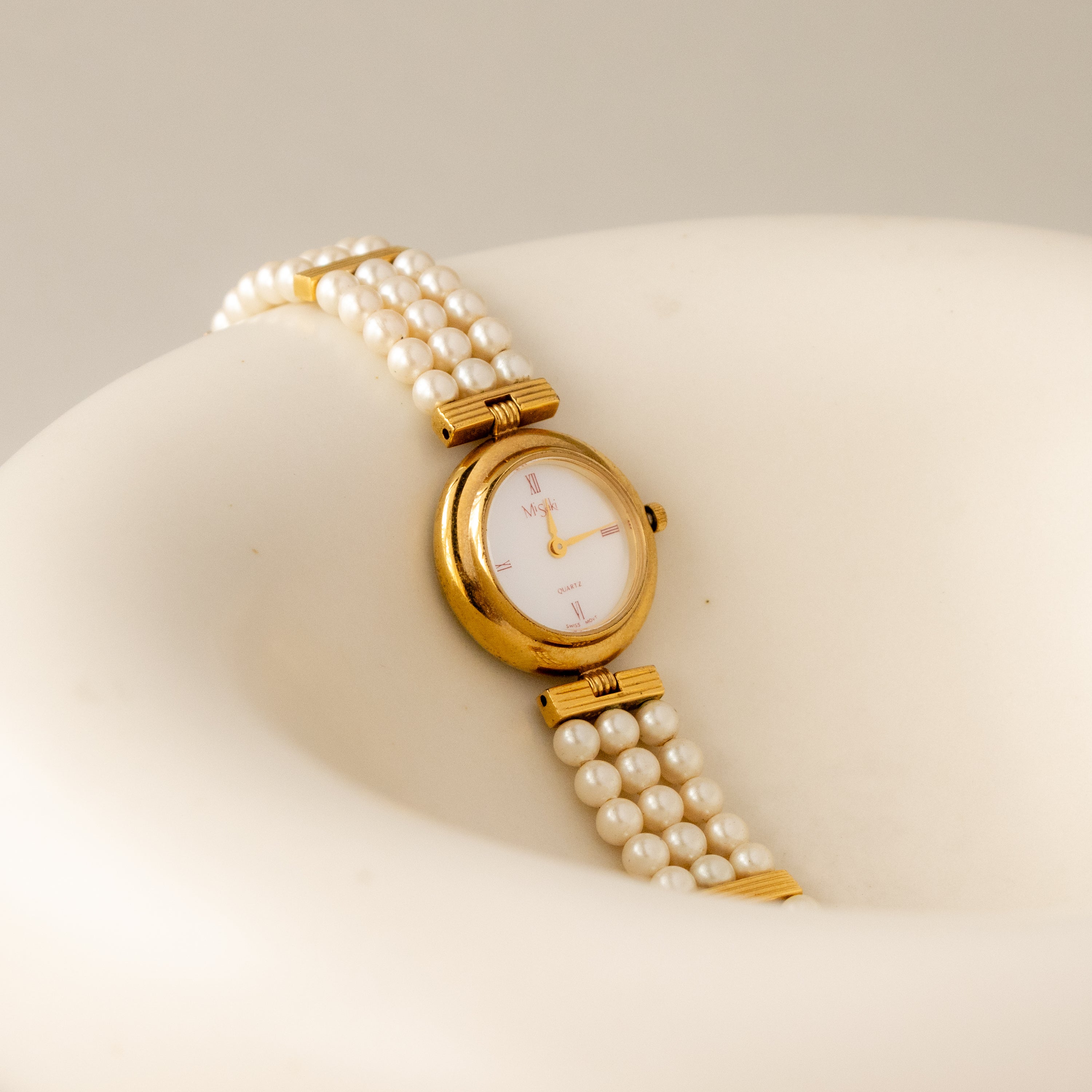 Vintage Mi Saki Swiss Pearl Gold Watch