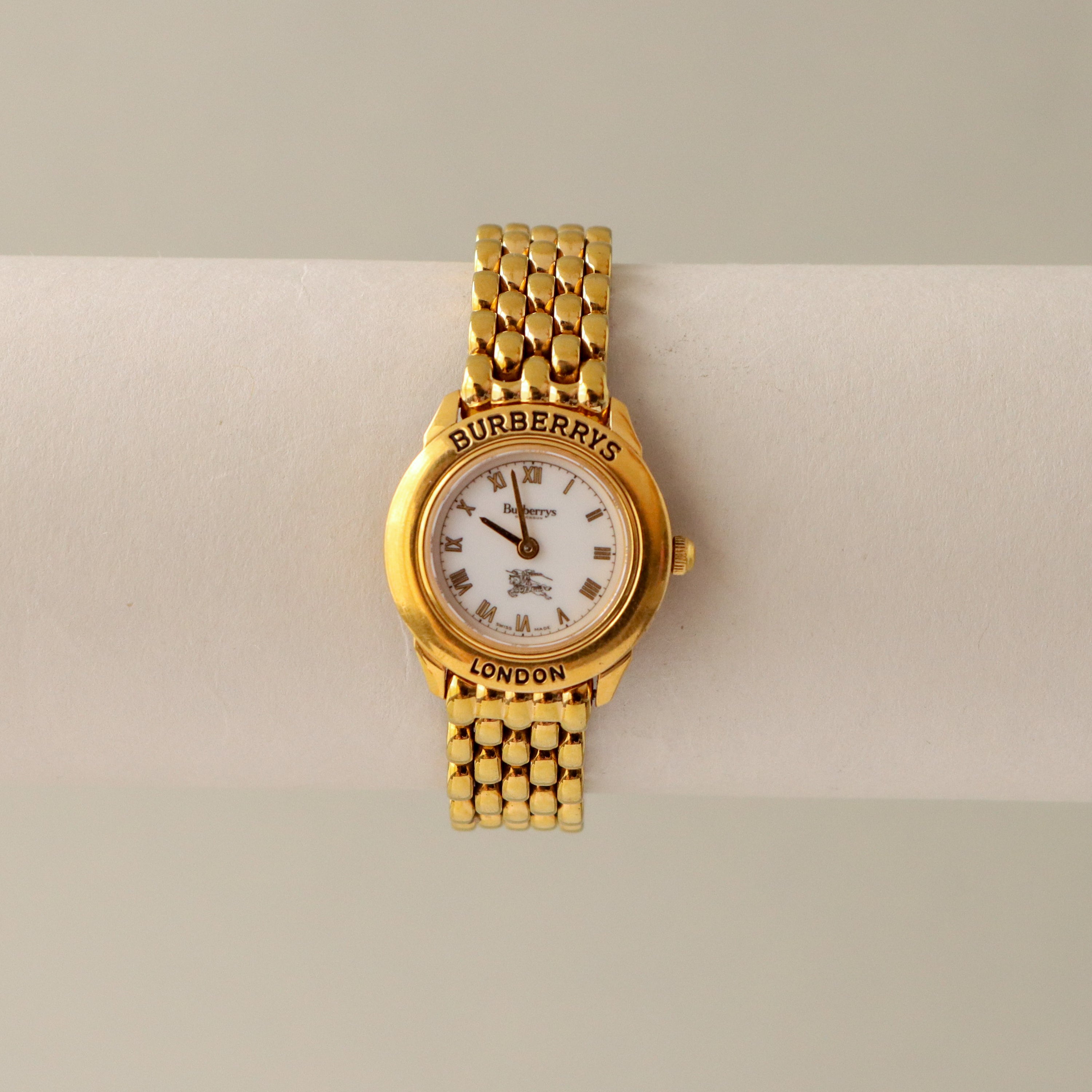 Vintage Burberrys Swiss London Roman Gold Watch