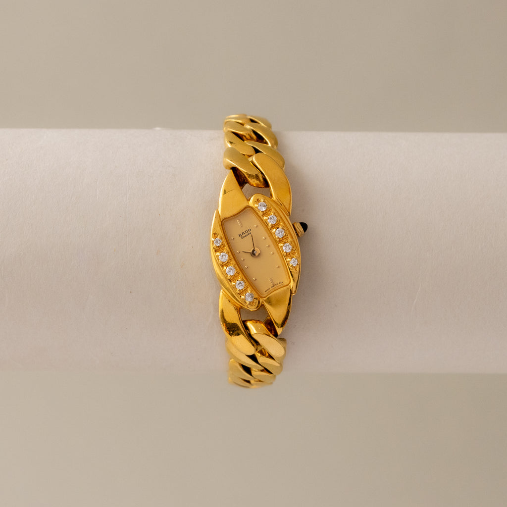 Vintage Rado Diastar Pave Gold Watch