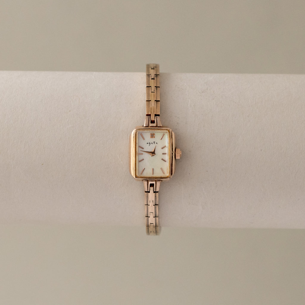 Vintage Agete Rectangular Rose Gold Watch