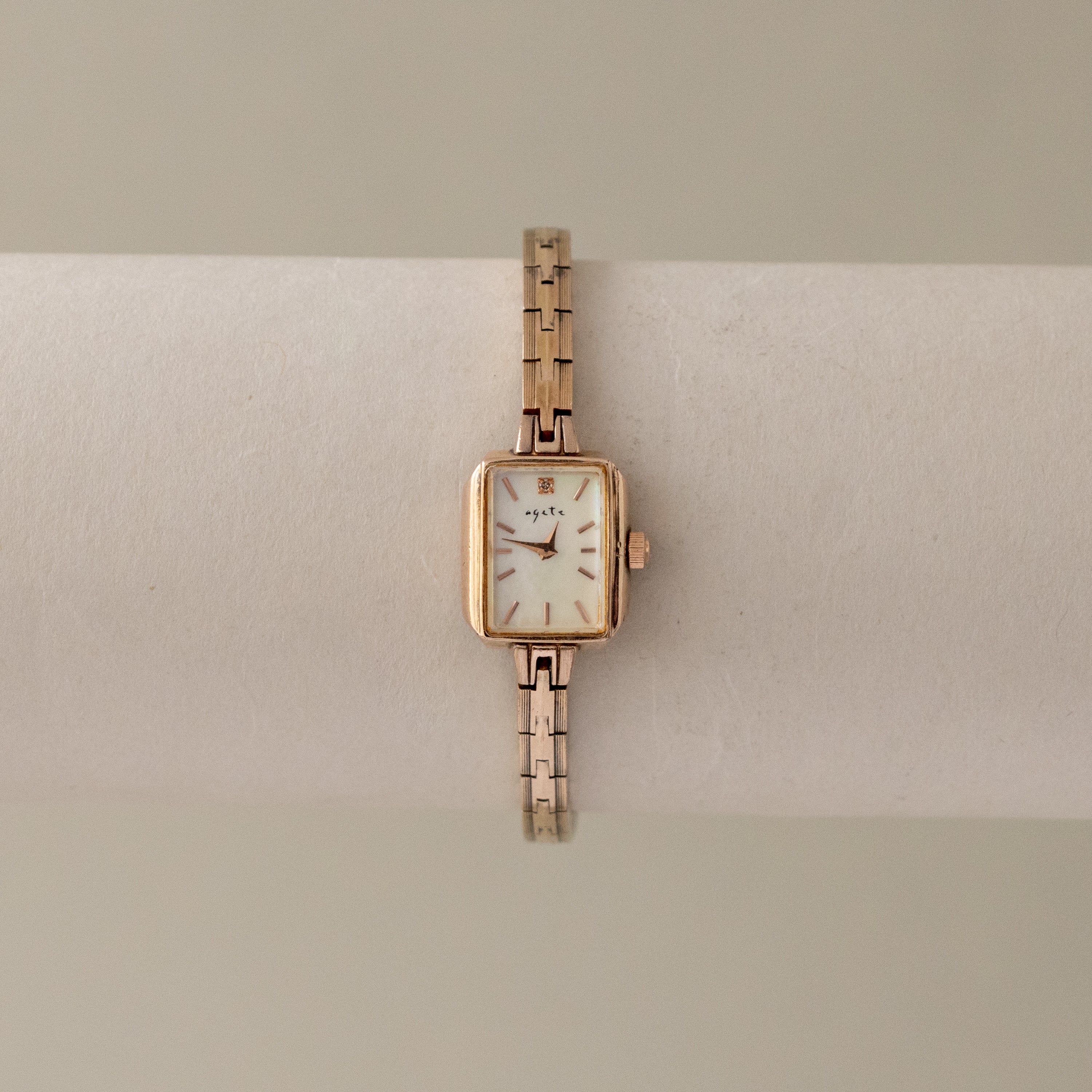 Vintage Agete Rectangular Rose Gold Watch