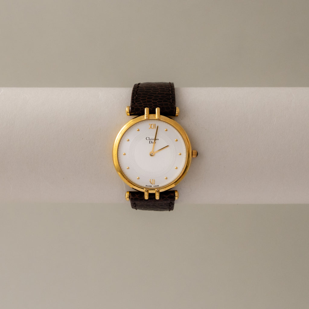 Vintage Christian Dior Swiss Round Gold Watch