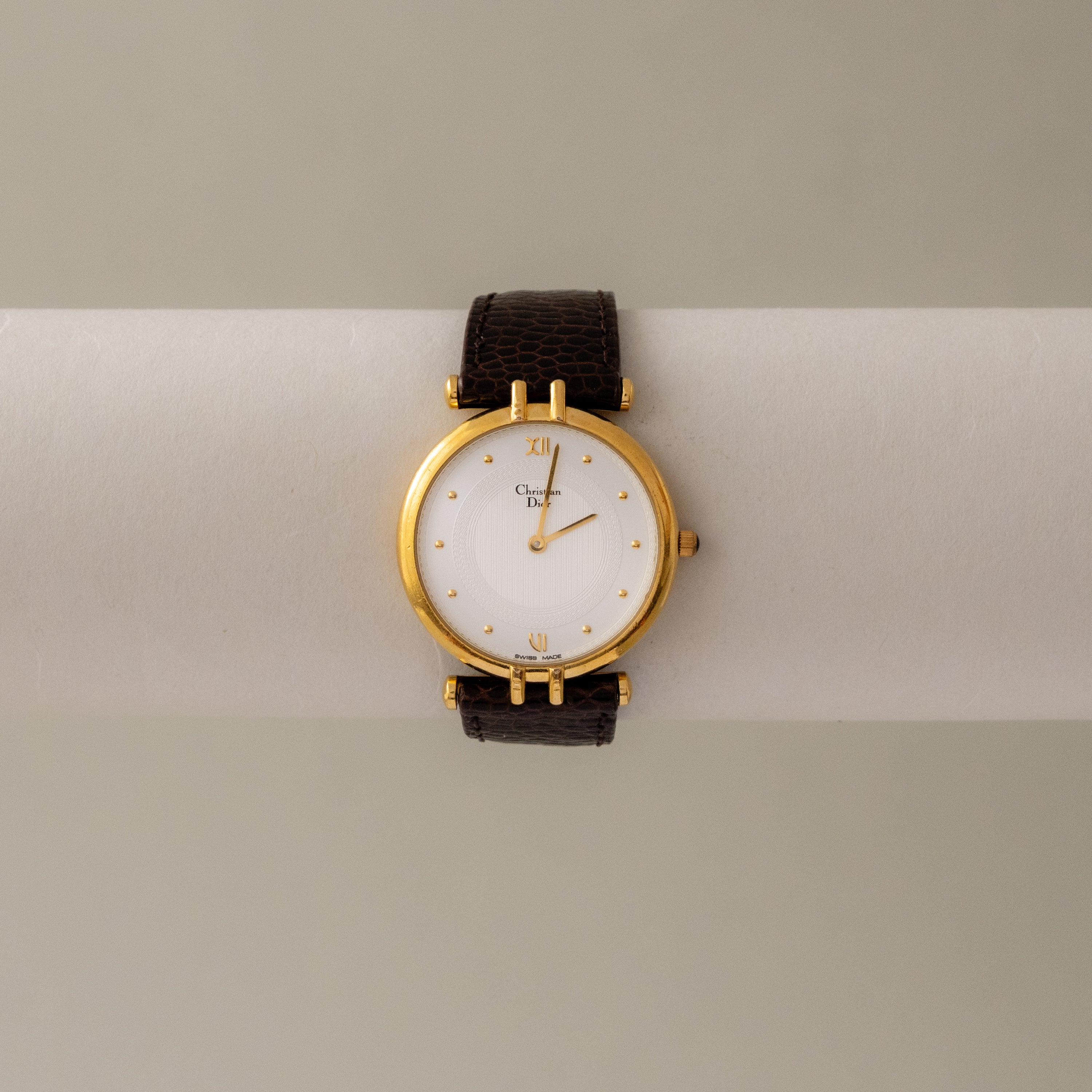 Vintage Christian Dior Swiss Round Gold Watch