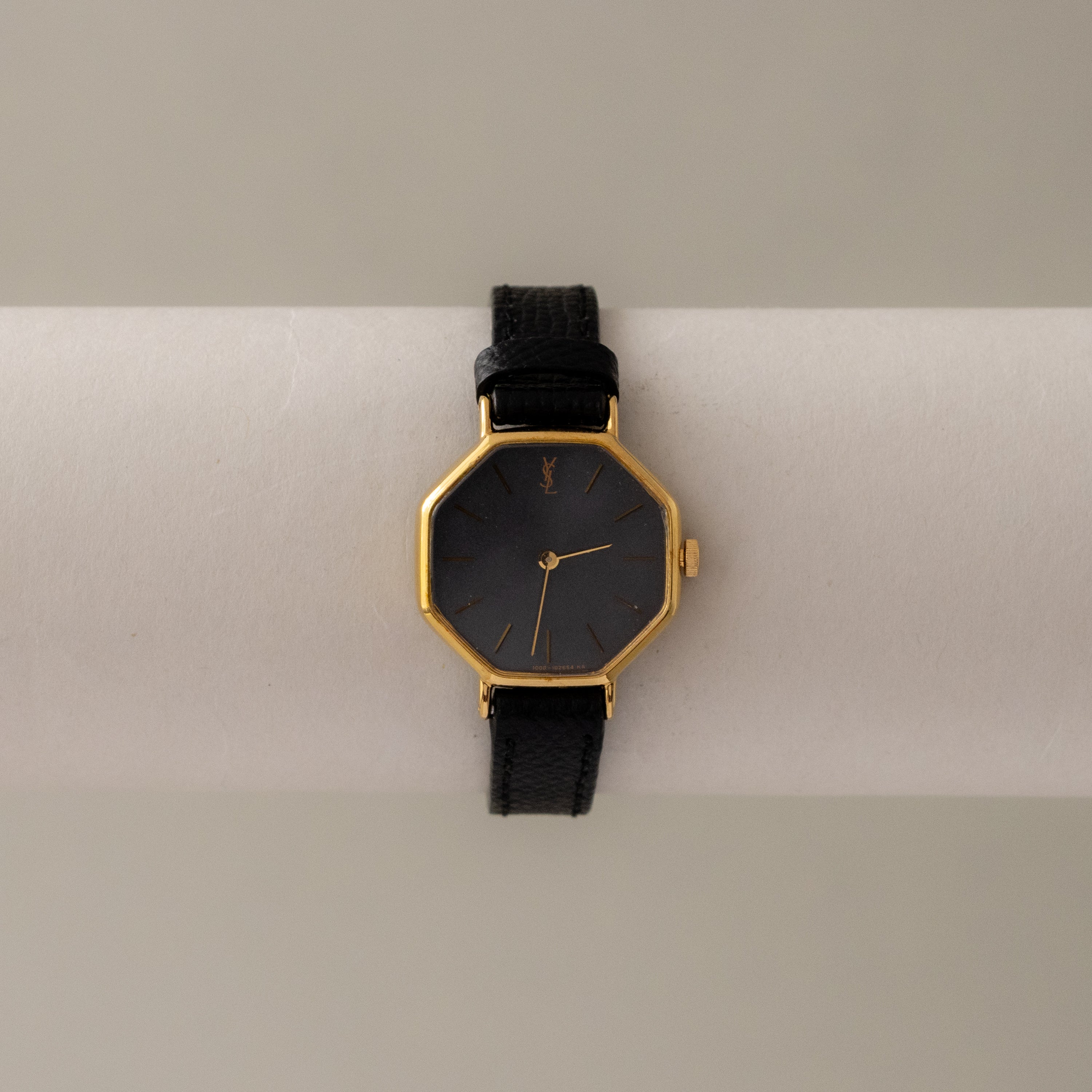 Vintage YSL Black Octagonal Gold Watch