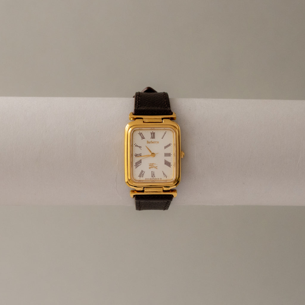Vintage Burberrys Rectangular Gold Watch