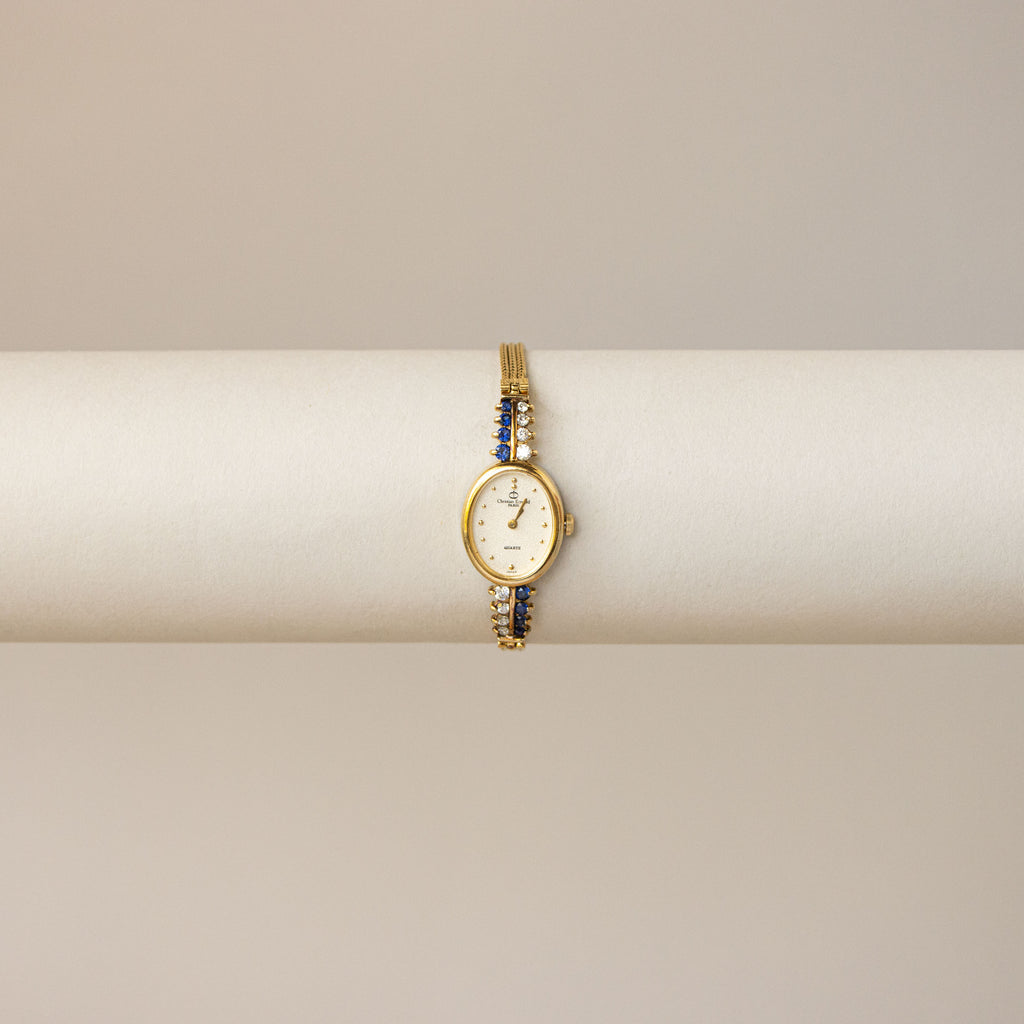 Vintage Christian Bernard Oval Sapphire Gold Watch