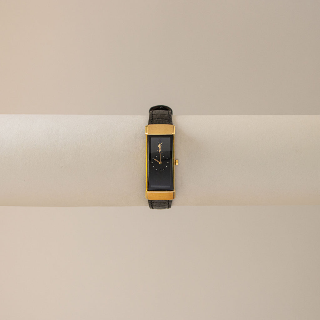 Vintage YSL Midnight Rectangular Gold Watch