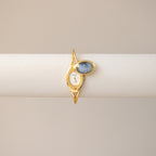 Vintage Stone Cameo Cloud Hidden Dial Gold Watch