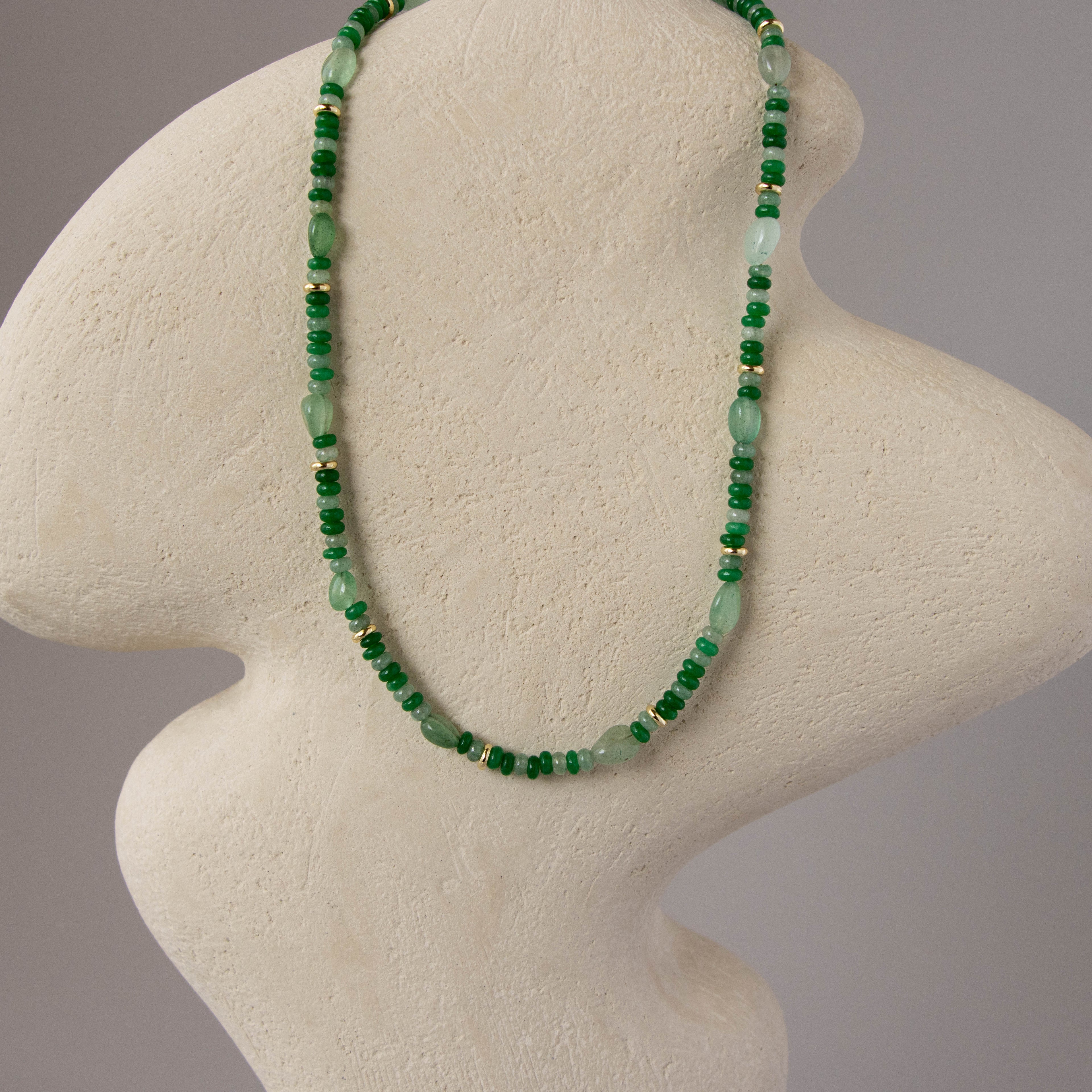 Harmonious Jade & Gold Beaded Necklace