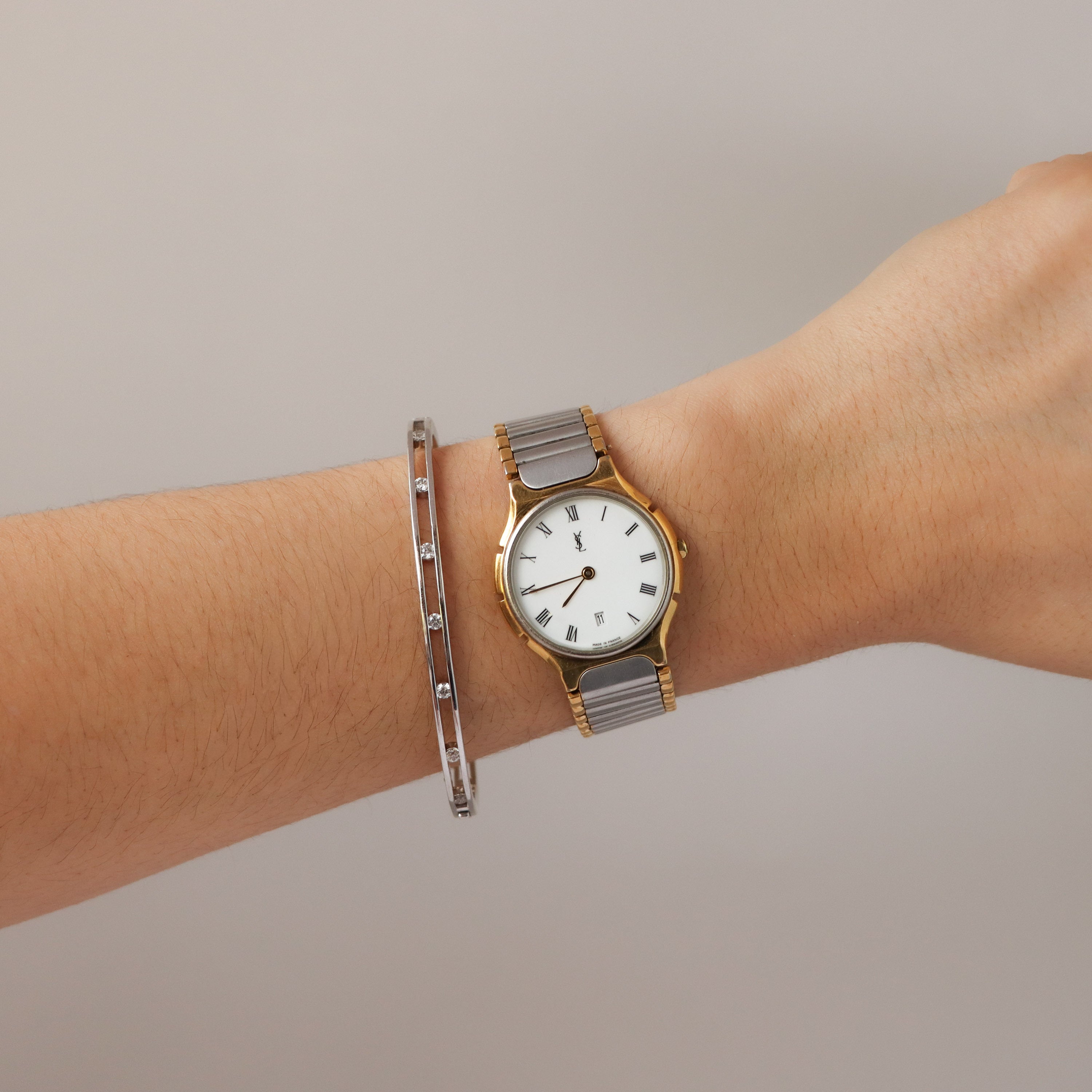 Vintage YSL Swiss Bold Roman Two Tone Watch