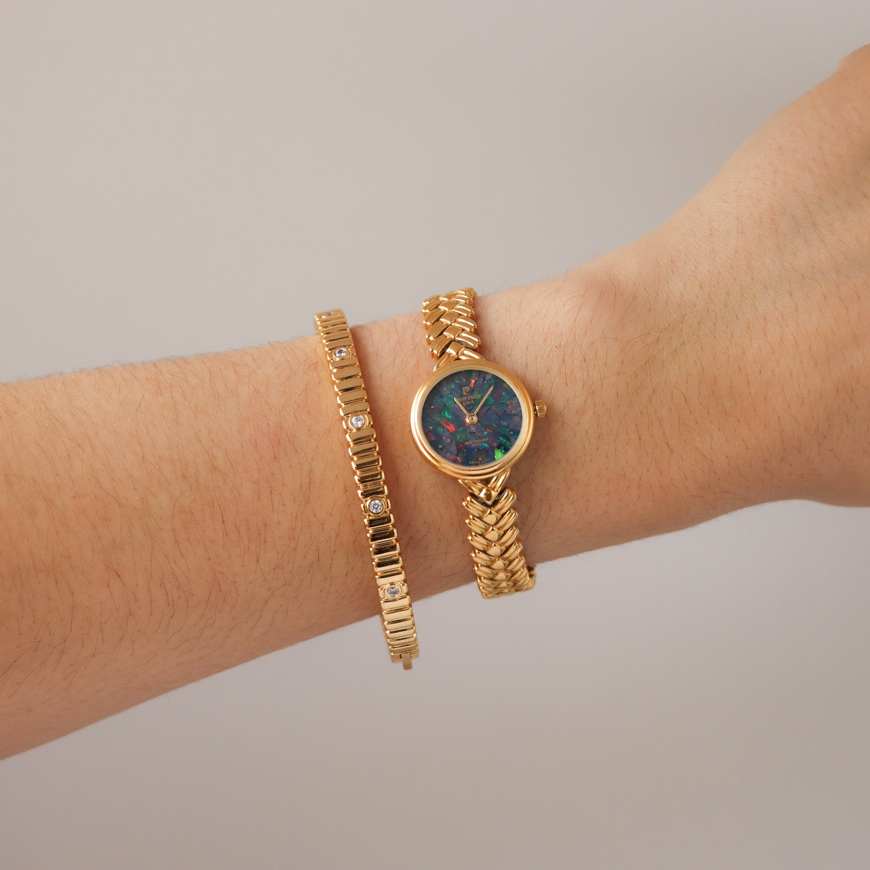 Vintage Pierre Cardin Swiss Blue Mosaic Gold Watch
