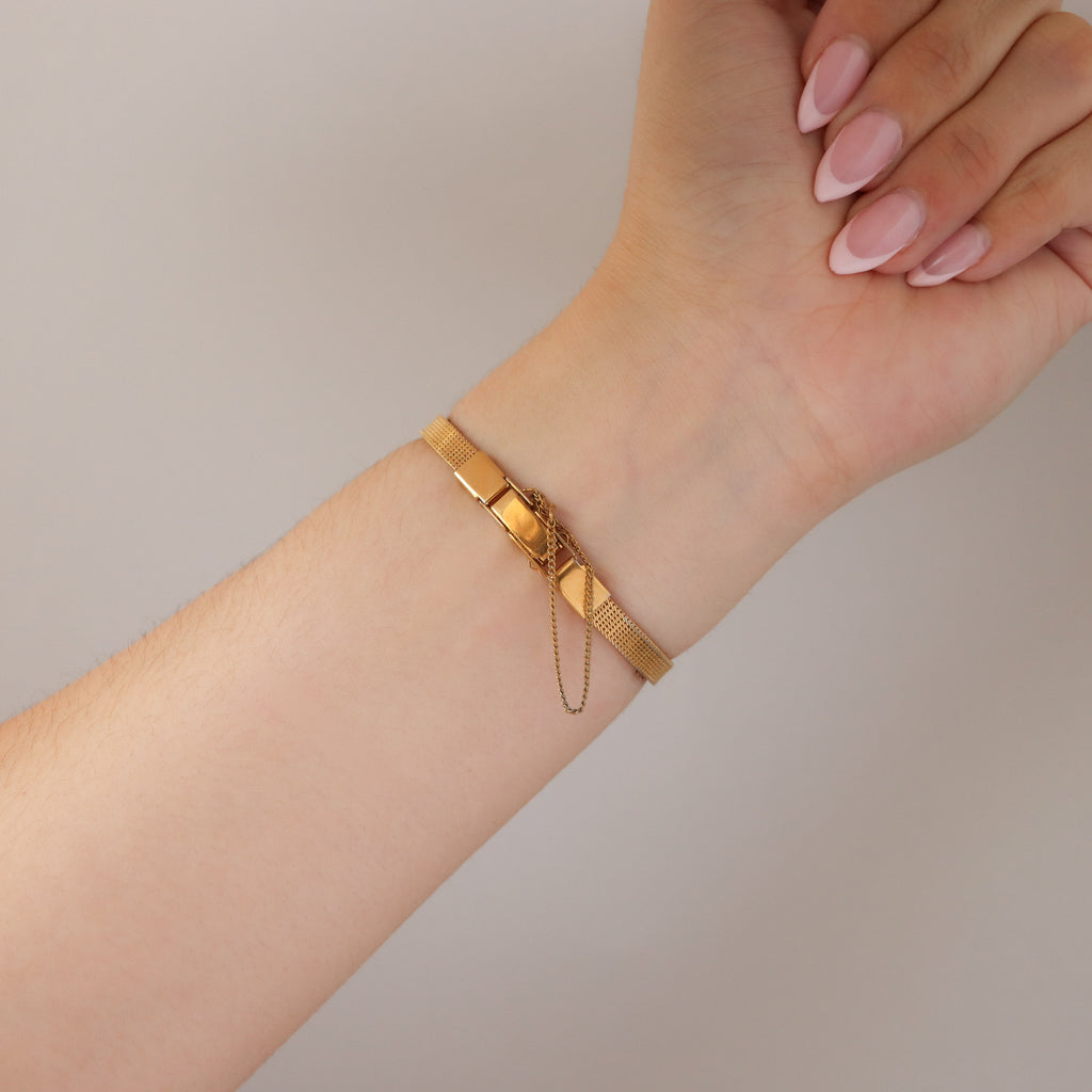 Vintage Agete Square Dotted Gold Watch