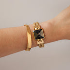 Vintage Jun Ashida Square Midnight Gold Watch