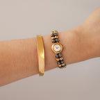 Vintage Seiko Beaded Black & Gold Watch