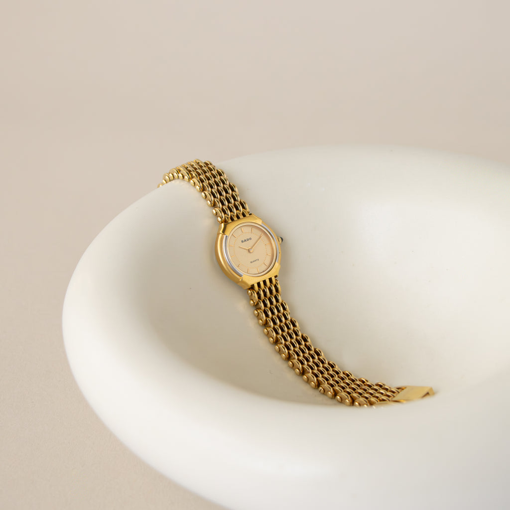 Vintage Rado Woven Link Two Tone Watch