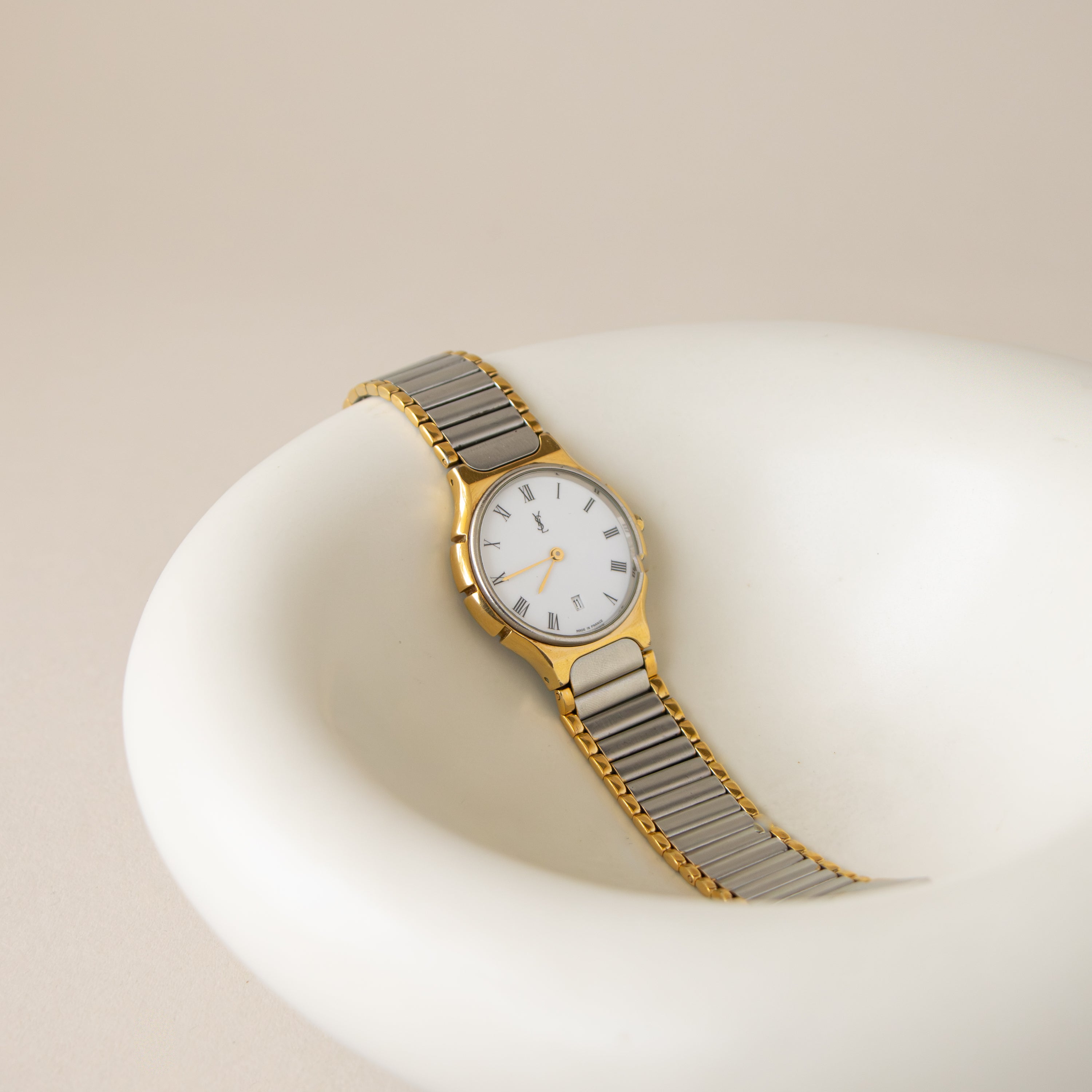 Vintage YSL Swiss Bold Roman Two Tone Watch