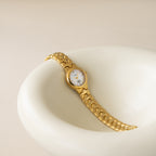 Vintage La Tour Eiffel Round Pearl Gold Watch