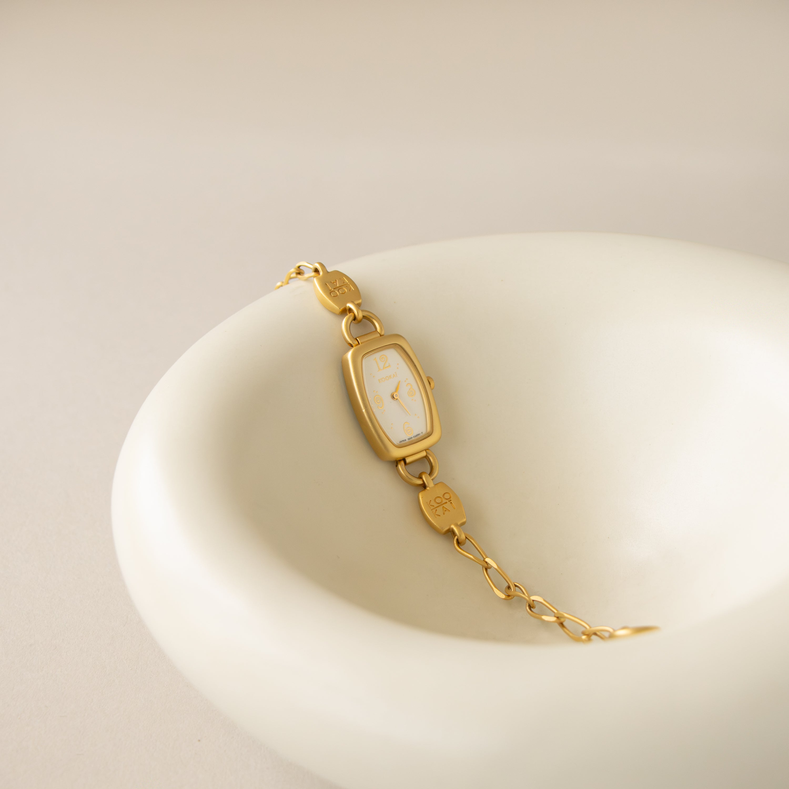 Vintage KooKai Rectangular Chainlink Gold Watch