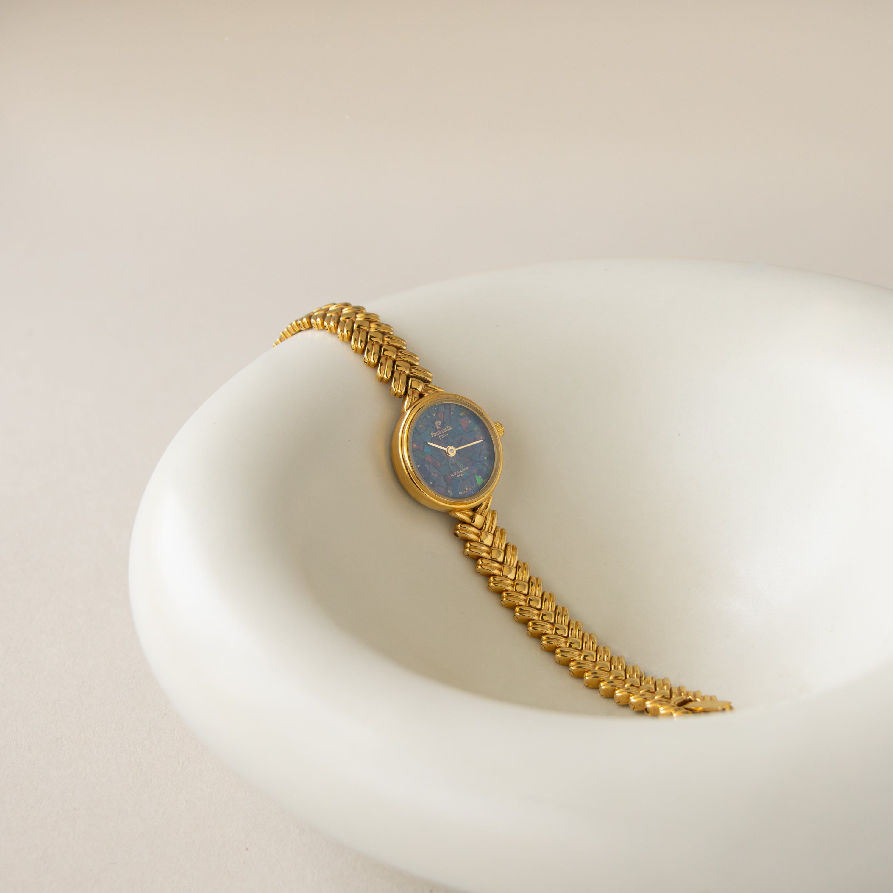 Vintage Pierre Cardin Swiss Blue Mosaic Gold Watch