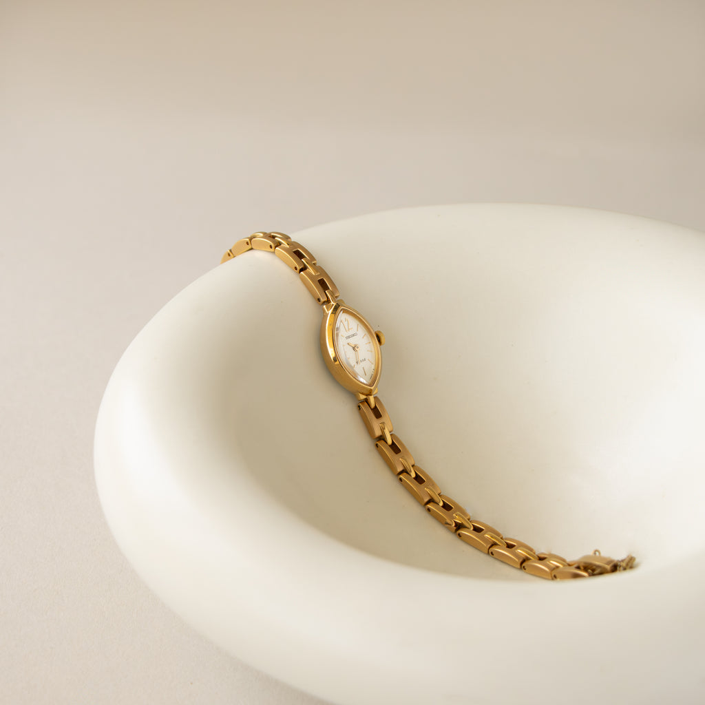 Vintage Seiko Oval Marquise Gold Watch