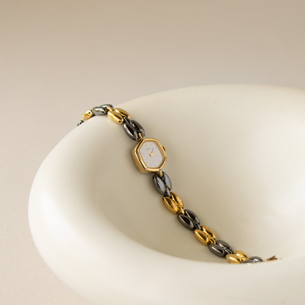 Vintage Seiko Hexagon Black & Gold Watch