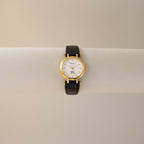 Vintage Burberrys Swiss Black Strap Gold Watch