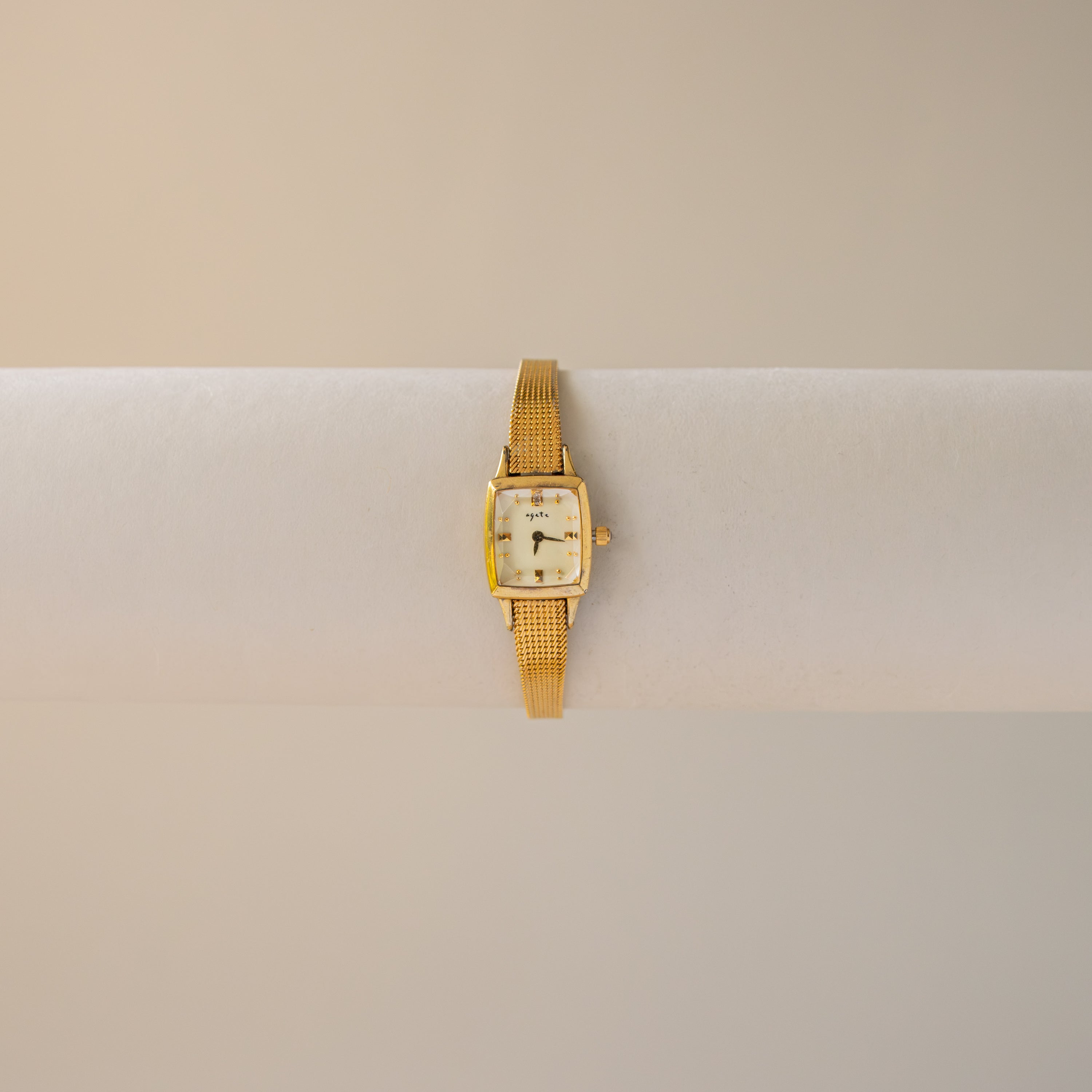 Vintage Agete Square Dotted Gold Watch