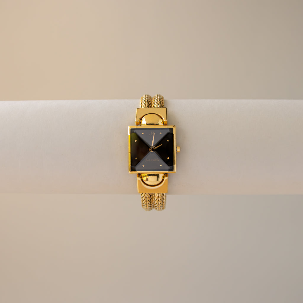 Vintage Jun Ashida Square Midnight Gold Watch