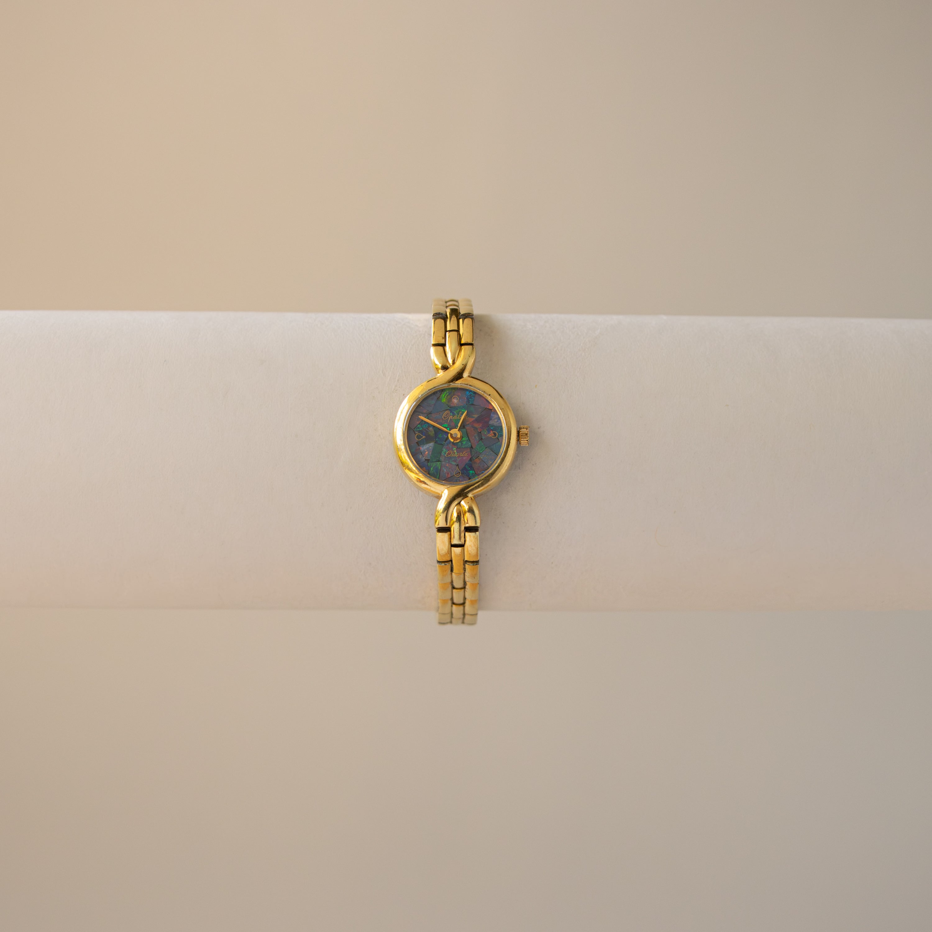 Vintage Opalex Round Mosaic Gold Watch