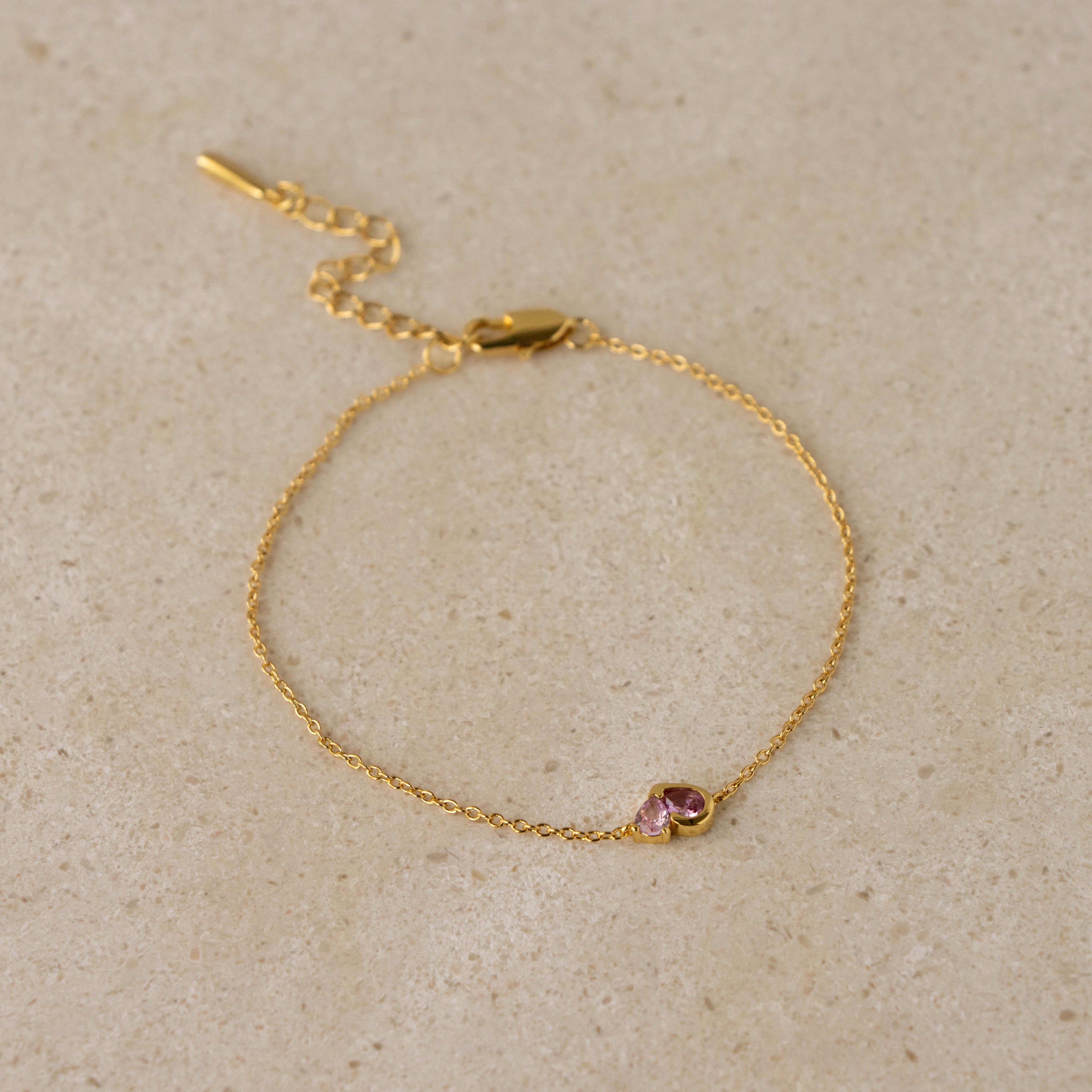 Ruby & Pink Tourmaline Charm Bracelet