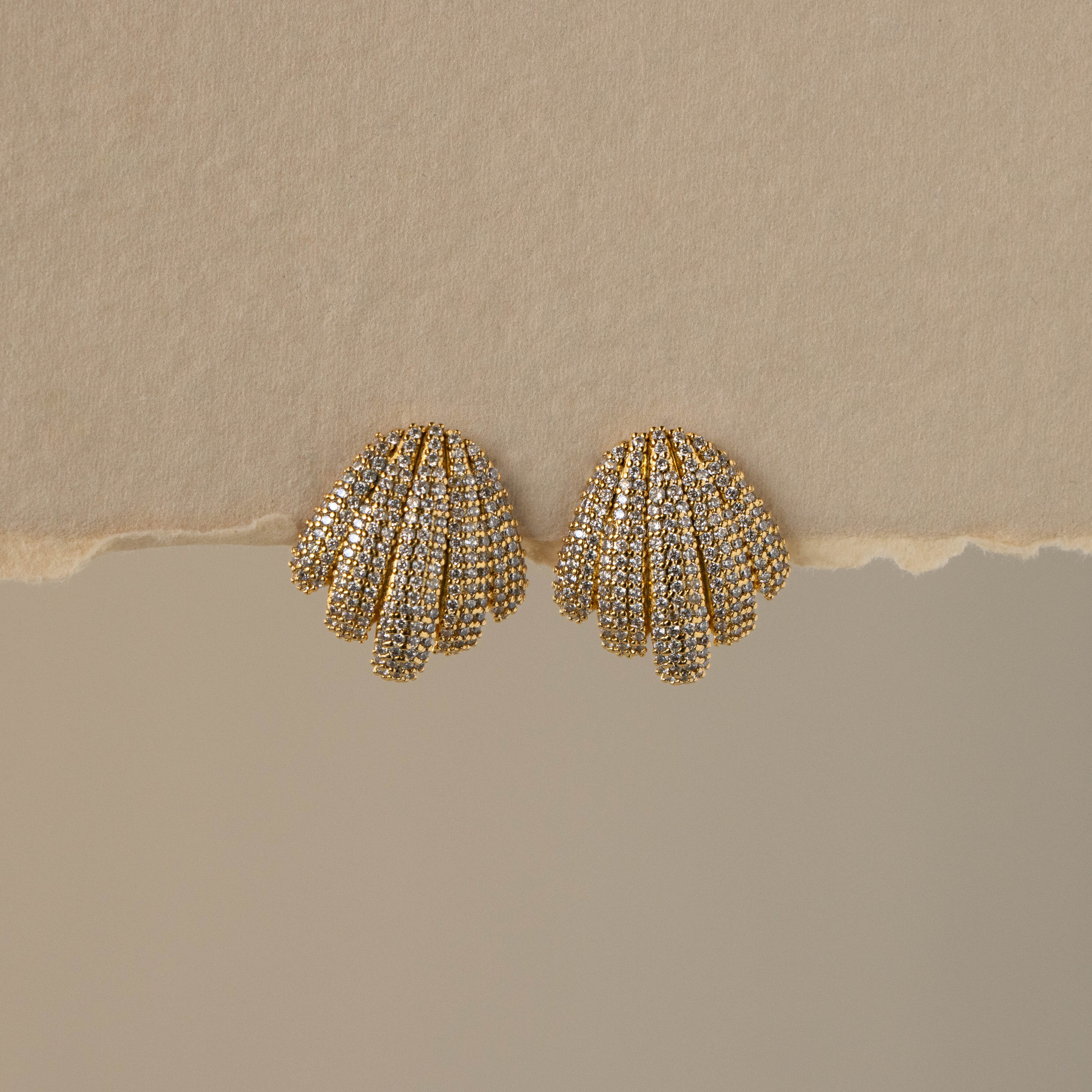Pave Seashell Studs
