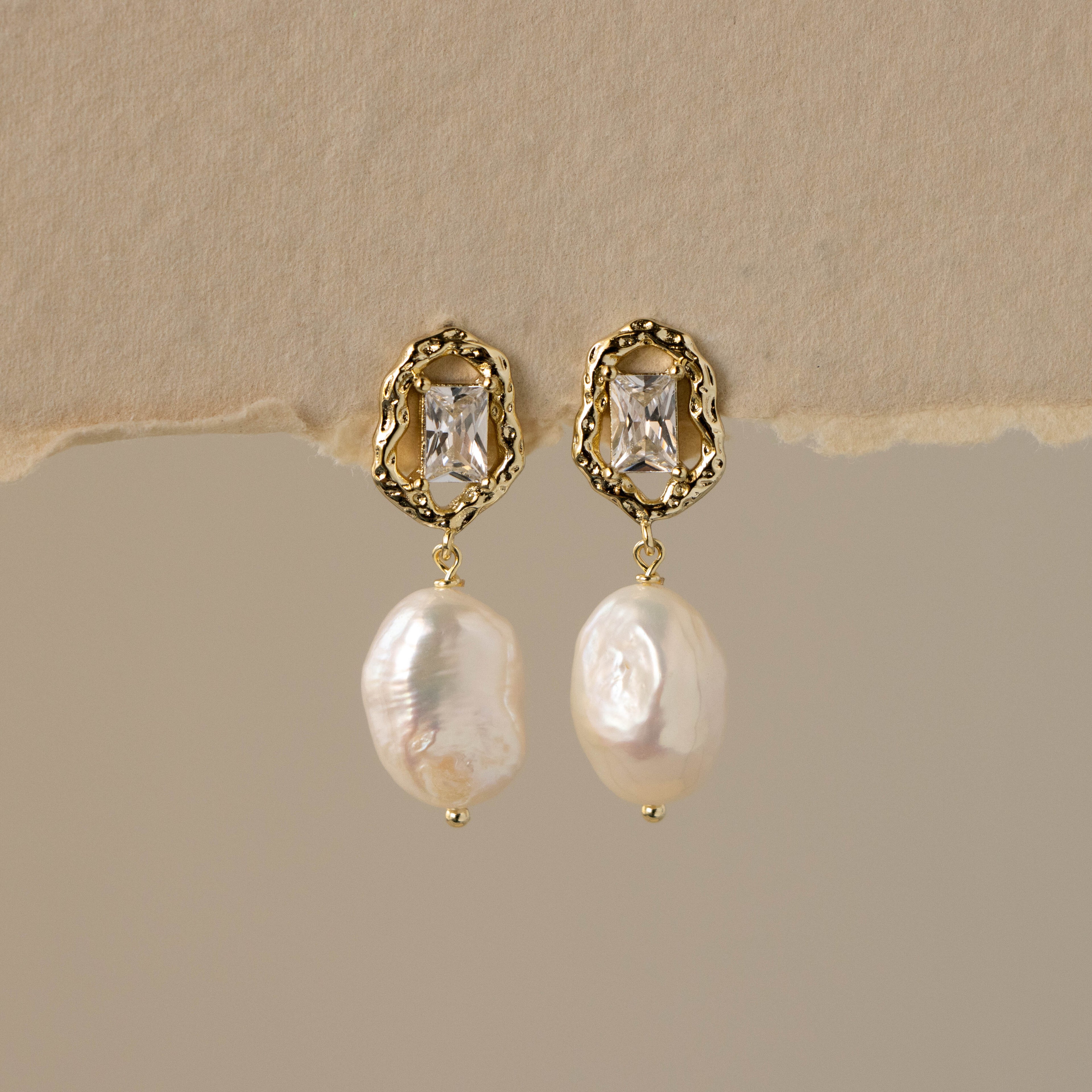 Opulent Diamond & Baroque Pearl Studs