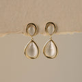 Duo Pear Moonstone Drop Studs