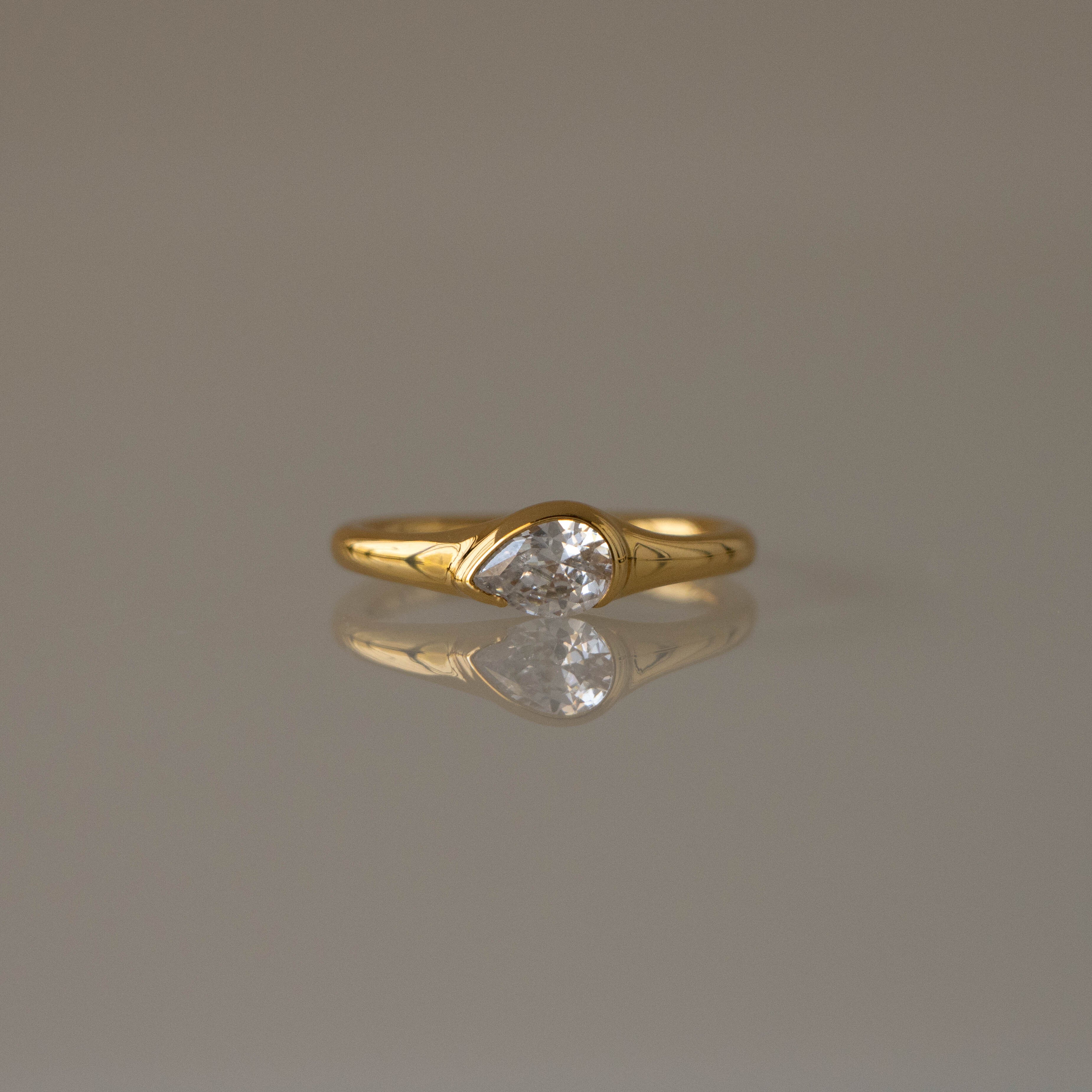 Modern Diamond Teardrop Signet Ring