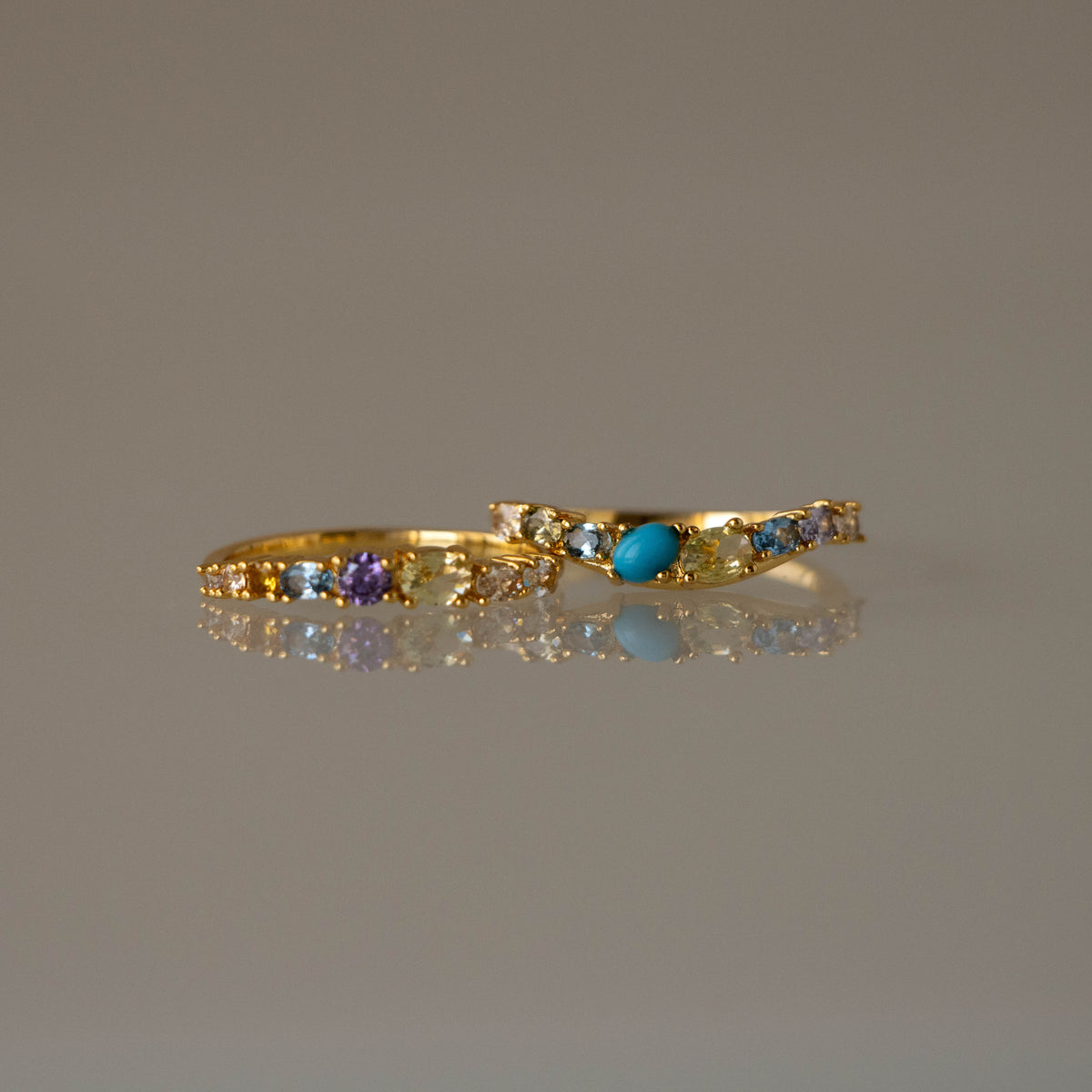 Mixed Gem Turquoise Ring Set