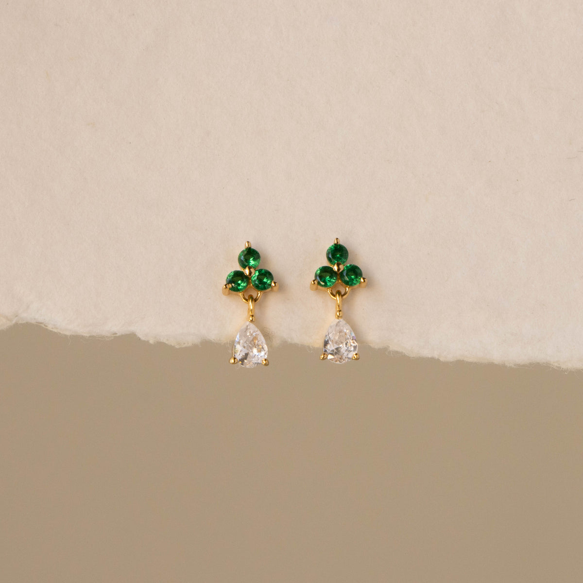 Emerald Flower Diamond Drop Studs