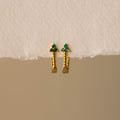Beaded Emerald Flower Hoops