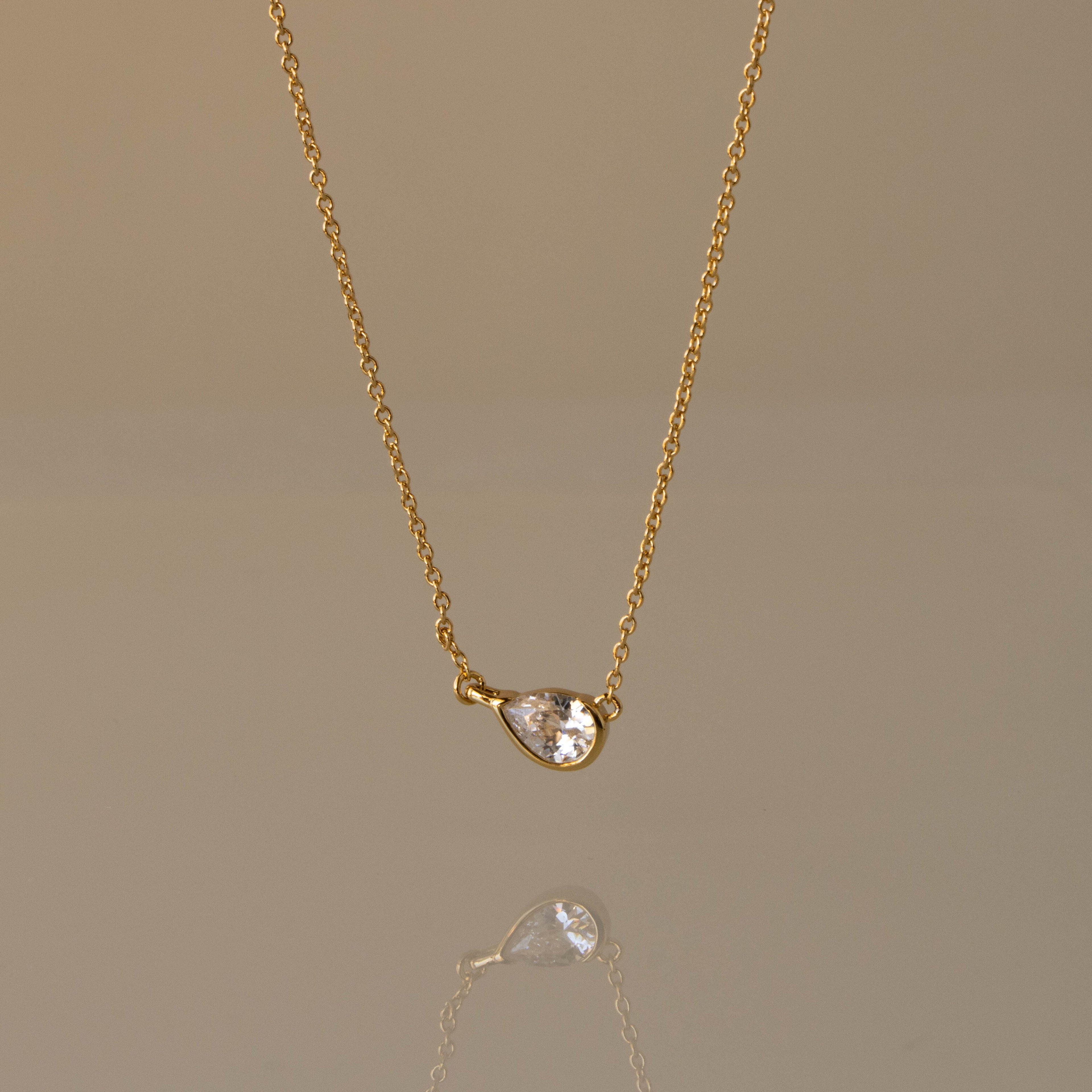 Sideways Diamond Teardrop Necklace
