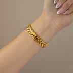 Vintage Gres Midnight Leaf Link Gold Watch