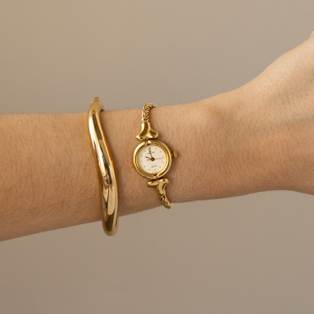 Vintage Junghans Swiss Dainty Rope Gold Watch