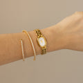 Vintage Lombardi Oval Pearl Gold Watch