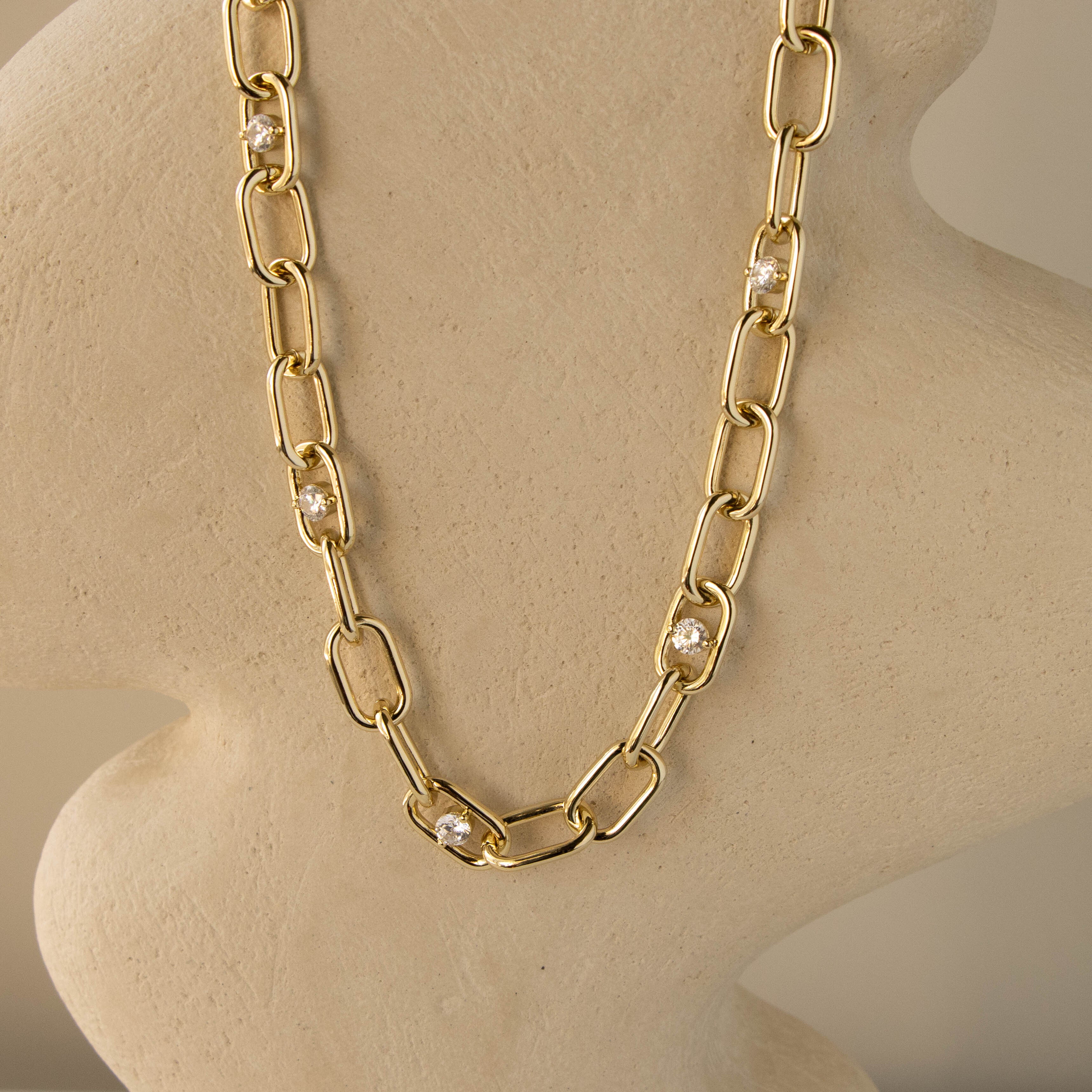 Chunky Diamond Paperclip Link Necklace