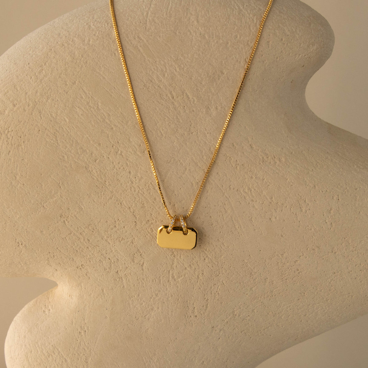 Duo Pave Link Tag Necklace