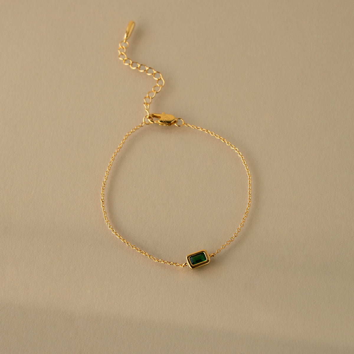 Bezel Peridot Charm Bracelet