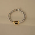 Mixed Metal Carabiner Cuban Link Bracelet