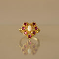 Ruby & Opal Heart Brooch Ring