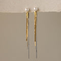 Mixed Metal Tassel Pearl Studs